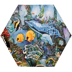 Colorful Aquatic Life Wall Mural Wooden Puzzle Hexagon by Proyonanggan