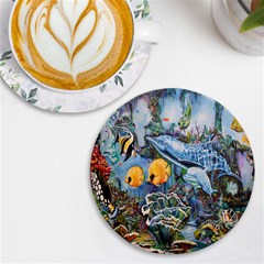 Colorful Aquatic Life Wall Mural Uv Print Round Tile Coaster by Proyonanggan