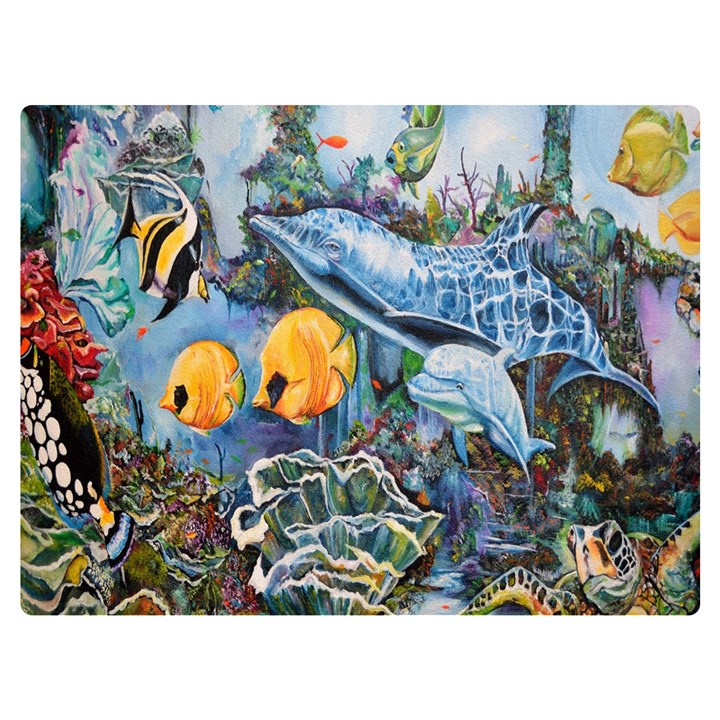 Colorful Aquatic Life Wall Mural Two Sides Premium Plush Fleece Blanket (Extra Small)