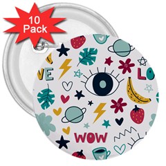 Love Pattern 3  Buttons (10 Pack)  by Proyonanggan