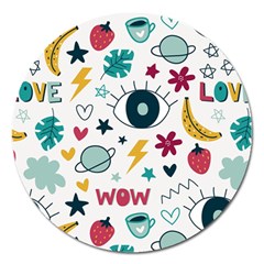 Love Pattern Magnet 5  (round)