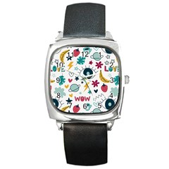 Love Pattern Square Metal Watch