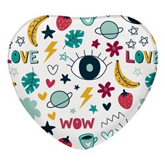 Love Pattern Heart Glass Fridge Magnet (4 Pack)