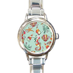 Seahorse Seashell Starfish Shell Round Italian Charm Watch