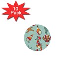 Seahorse Seashell Starfish Shell 1  Mini Buttons (10 pack)  Front