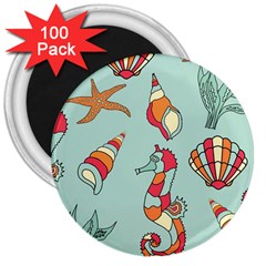 Seahorse Seashell Starfish Shell 3  Magnets (100 pack)