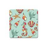 Seahorse Seashell Starfish Shell Square Magnet Front