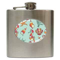 Seahorse Seashell Starfish Shell Hip Flask (6 oz)