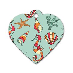 Seahorse Seashell Starfish Shell Dog Tag Heart (two Sides) by Proyonanggan