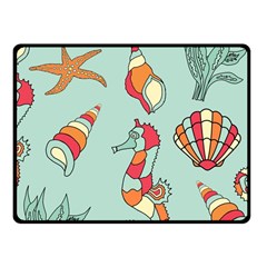 Seahorse Seashell Starfish Shell Fleece Blanket (Small)