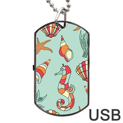 Seahorse Seashell Starfish Shell Dog Tag USB Flash (Two Sides)