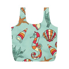 Seahorse Seashell Starfish Shell Full Print Recycle Bag (m)