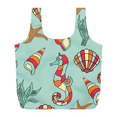 Seahorse Seashell Starfish Shell Full Print Recycle Bag (L)