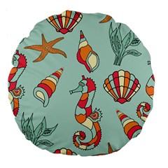 Seahorse Seashell Starfish Shell Large 18  Premium Flano Round Cushions