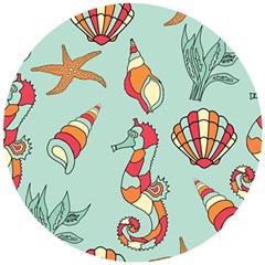 Seahorse Seashell Starfish Shell Wooden Puzzle Round