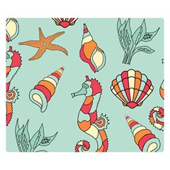 Seahorse Seashell Starfish Shell Premium Plush Fleece Blanket (Small)