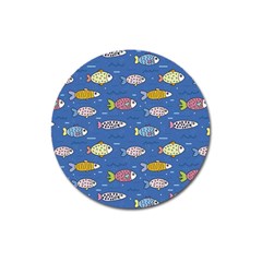 Sea Fish Blue Submarine Animal Magnet 3  (round) by Proyonanggan