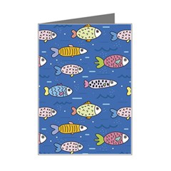 Sea Fish Blue Submarine Animal Mini Greeting Card by Proyonanggan