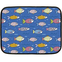 Sea Fish Blue Submarine Animal Two Sides Fleece Blanket (mini) by Proyonanggan