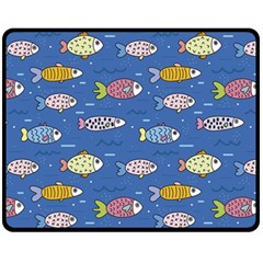 Sea Fish Blue Submarine Animal Fleece Blanket (medium) by Proyonanggan