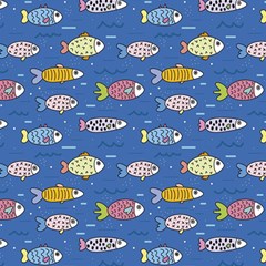 Sea Fish Blue Submarine Animal Play Mat (square) by Proyonanggan