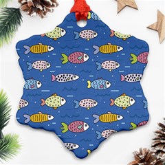 Sea Fish Blue Submarine Animal Ornament (snowflake)