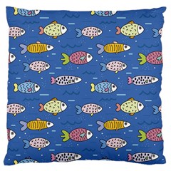 Sea Fish Blue Submarine Animal Large Cushion Case (one Side)