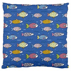 Sea Fish Blue Submarine Animal Large Premium Plush Fleece Cushion Case (one Side)