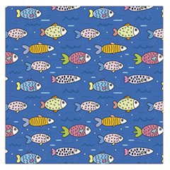 Sea Fish Blue Submarine Animal Square Satin Scarf (36  X 36 ) by Proyonanggan