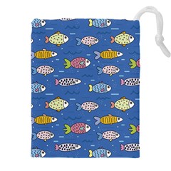 Sea Fish Blue Submarine Animal Drawstring Pouch (5xl) by Proyonanggan