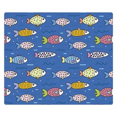 Sea Fish Blue Submarine Animal Premium Plush Fleece Blanket (small)