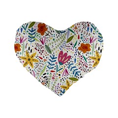 Flowers Nature Wallpaper Background Standard 16  Premium Heart Shape Cushions