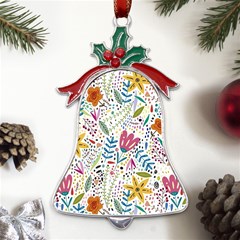 Flowers Nature Wallpaper Background Metal Holly Leaf Bell Ornament