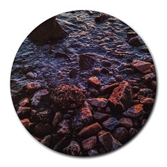 Twilight Treasures: Rocky Beachscape  Round Mousepad by dflcprintsclothing