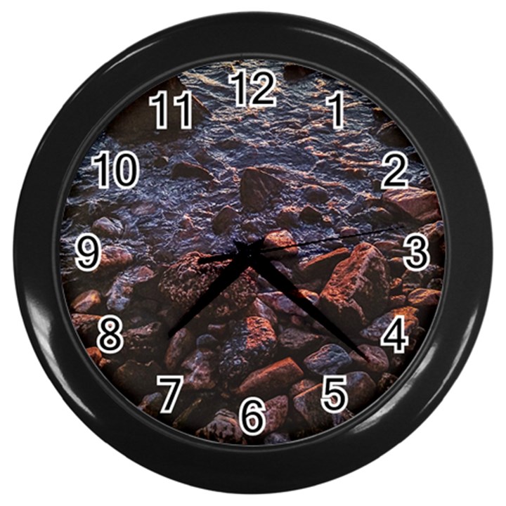 Twilight Treasures: Rocky Beachscape  Wall Clock (Black)