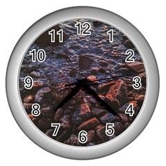 Twilight Treasures: Rocky Beachscape  Wall Clock (silver) by dflcprintsclothing