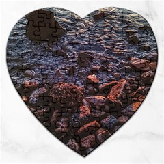 Twilight Treasures: Rocky Beachscape  Jigsaw Puzzle (heart) by dflcprintsclothing