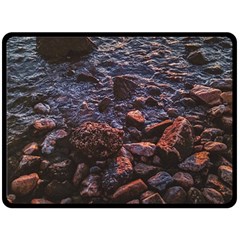 Twilight Treasures: Rocky Beachscape  Fleece Blanket (large) by dflcprintsclothing