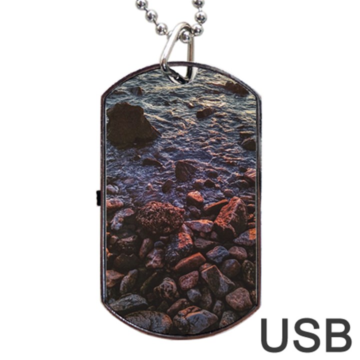 Twilight Treasures: Rocky Beachscape  Dog Tag USB Flash (One Side)