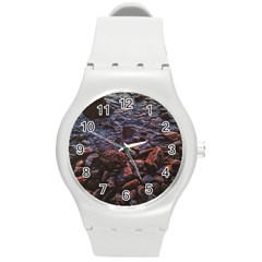 Twilight Treasures: Rocky Beachscape  Round Plastic Sport Watch (m) by dflcprintsclothing