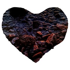 Twilight Treasures: Rocky Beachscape  Large 19  Premium Heart Shape Cushions by dflcprintsclothing