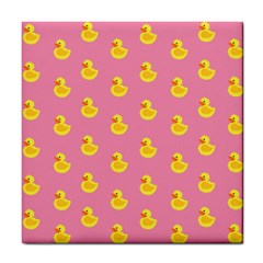 Rubber Duck Pattern Tile Coaster by Valentinaart