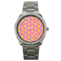 Rubber Duck Pattern Sport Metal Watch by Valentinaart