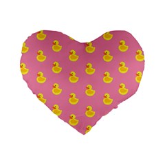 Rubber Duck Pattern Standard 16  Premium Heart Shape Cushions by Valentinaart