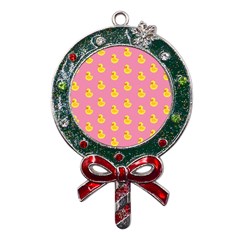 Rubber Duck Pattern Metal X mas Lollipop With Crystal Ornament