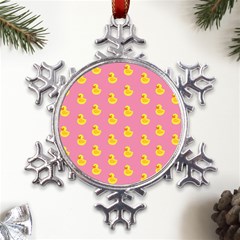 Rubber Duck Pattern Metal Large Snowflake Ornament by Valentinaart