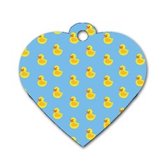 Rubber Duck Pattern Dog Tag Heart (one Side) by Valentinaart