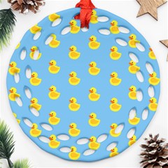 Rubber Duck Pattern Round Filigree Ornament (two Sides) by Valentinaart