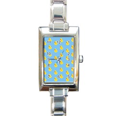 Rubber Duck Pattern Rectangle Italian Charm Watch by Valentinaart