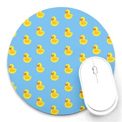 Rubber Duck Pattern Round Mousepad by Valentinaart